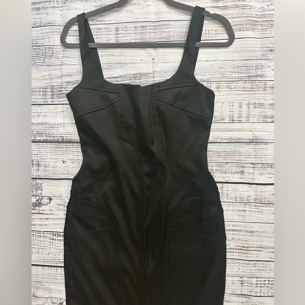 David Meister Elegant Black Evening Satin Dress Sz. 8 - Picture 6 of 10